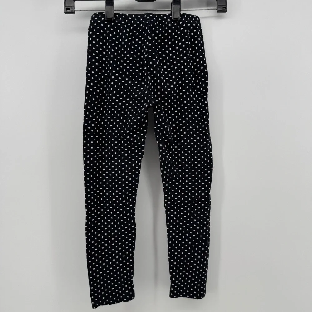Gymboree Ribbed Knit Leggings Size 7 Black White Polka Dot‎ Cotton Pants Skinny